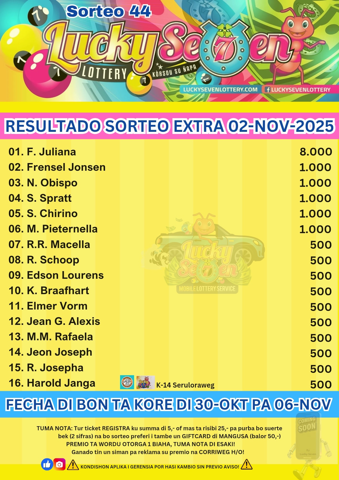 Sorteo Extra 02-11-2025
